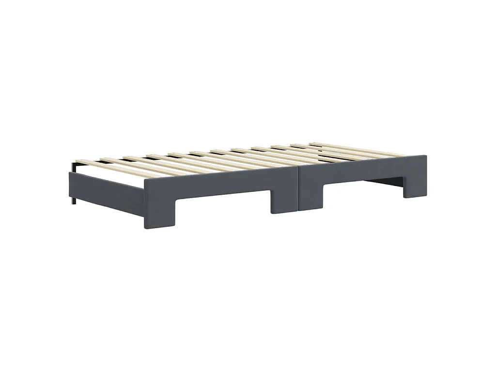 Tagesbett Ausziehbar mit Matratzen Dunkelgrau 100x200 cm Samt