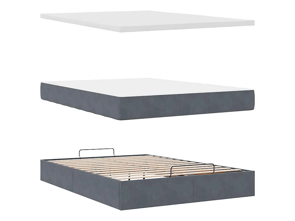 Estructura cama otomana con colchón gris oscuro 140x200cm