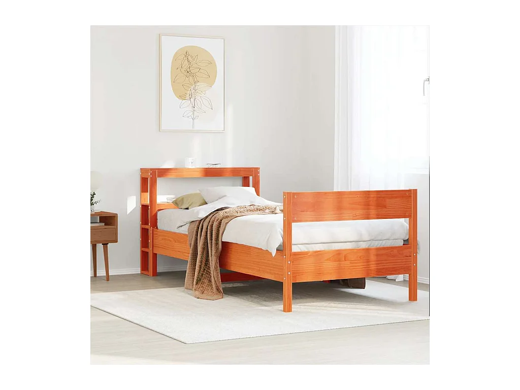 Cadre de lit sans matelas cire marron 90x200 cm bois pin massif