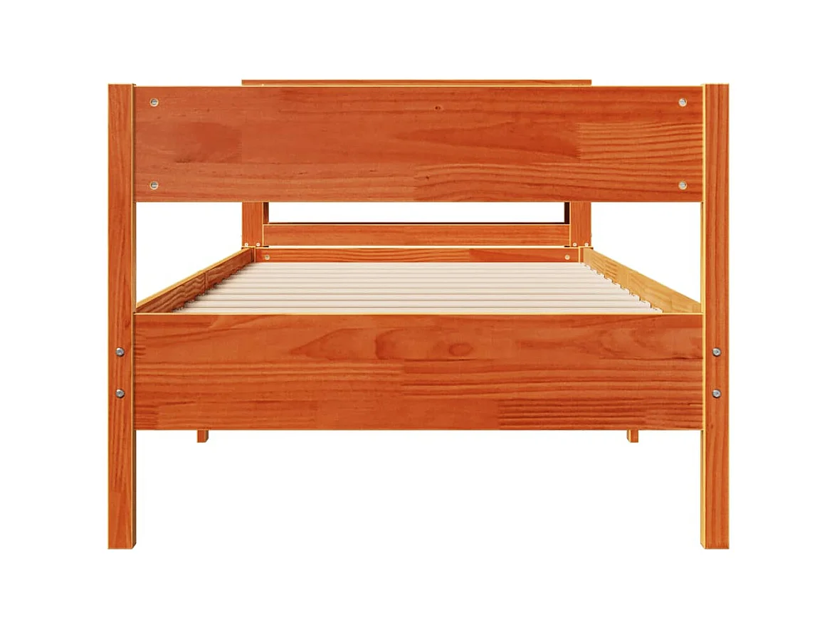 Cadre de lit sans matelas cire marron 90x200 cm bois pin massif