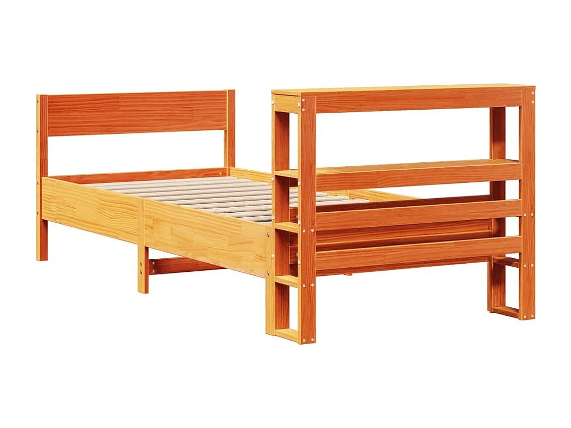 Bedframe zonder matras massief grenenhout wasbruin 90x200 cm