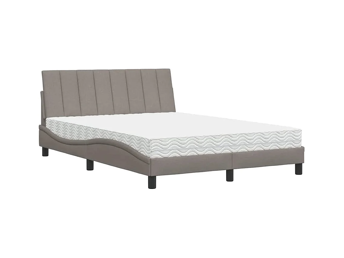 Lit avec matelas Hanko taupe 140x190 cm tissu