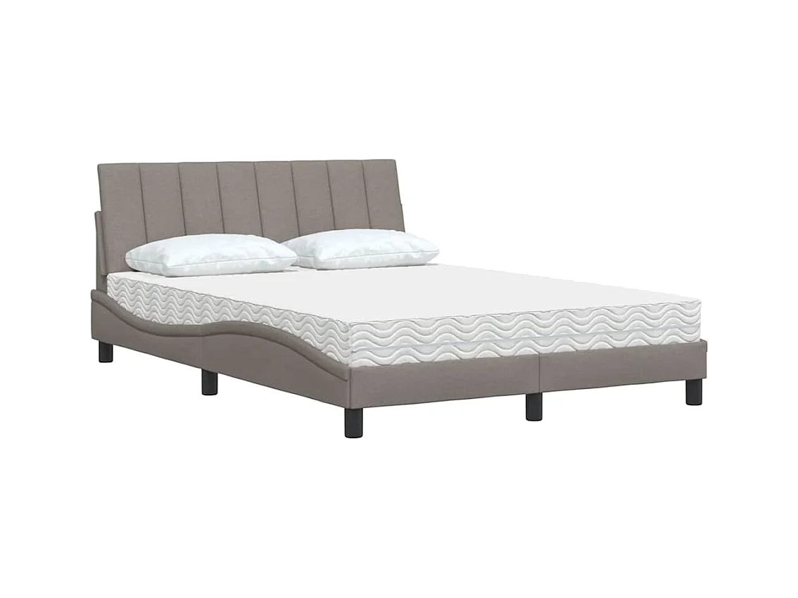 Lit avec matelas Hanko taupe 140x190 cm tissu