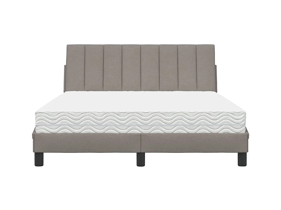 Lit avec matelas Hanko taupe 140x190 cm tissu