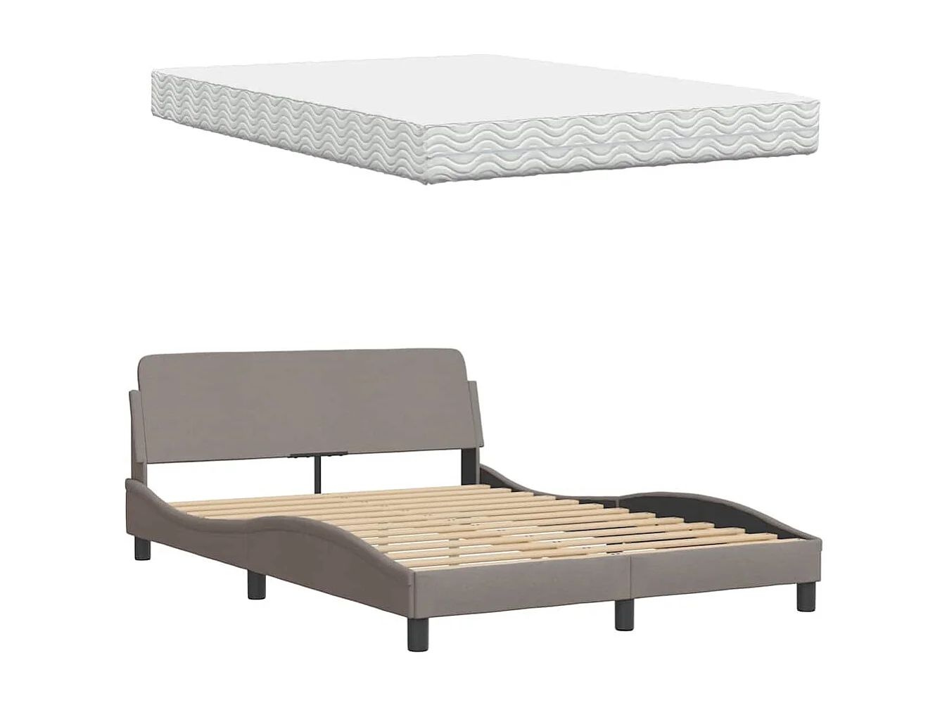 Lit avec matelas Hanko taupe 140x190 cm tissu