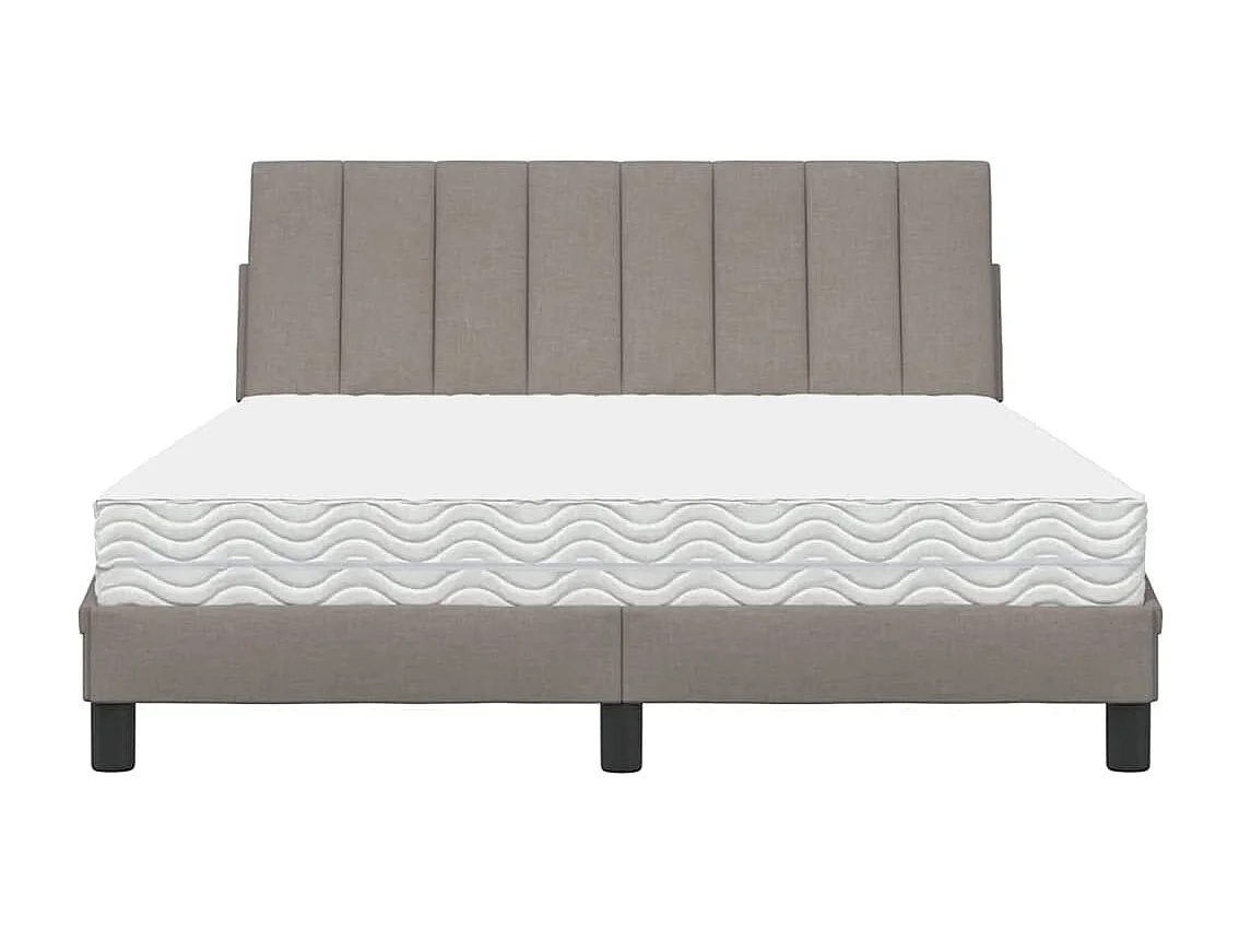 Lit avec matelas Hanko taupe 140x190 cm tissu