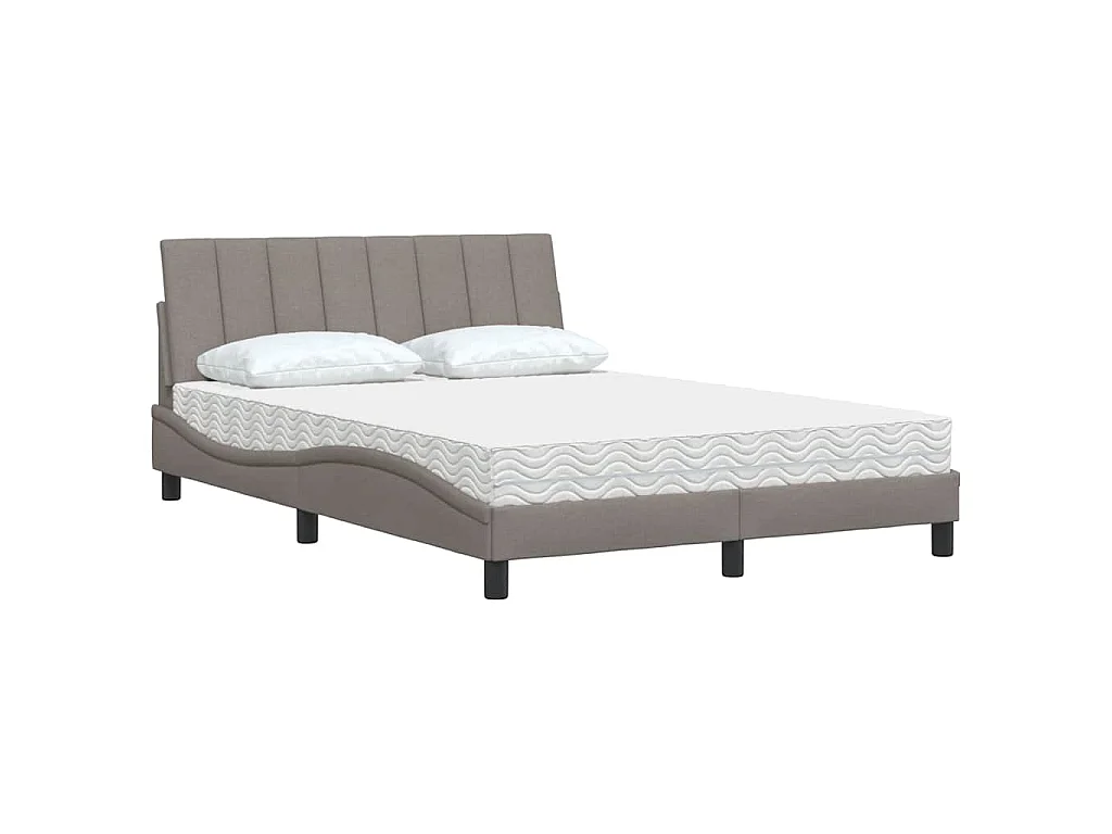 Bed met matras "Hanko" stof taupe 140x190 cm