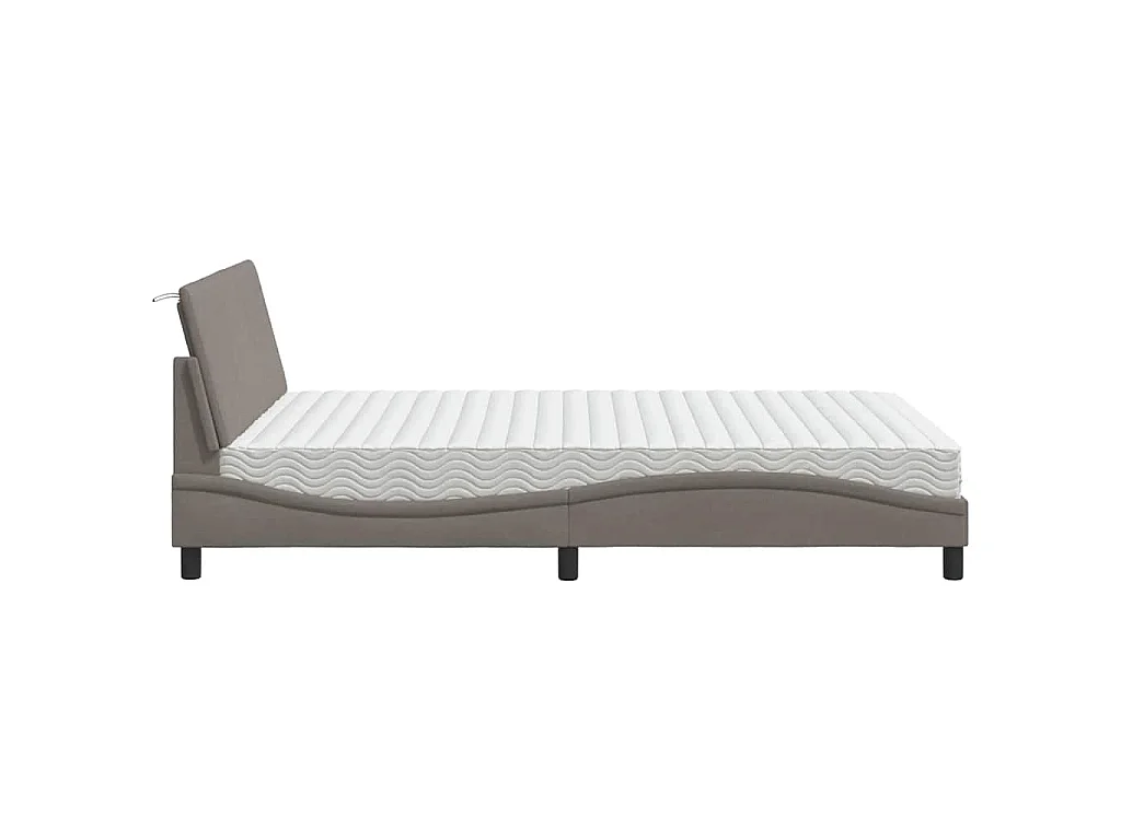 Bed met matras "Hanko" stof taupe 140x190 cm