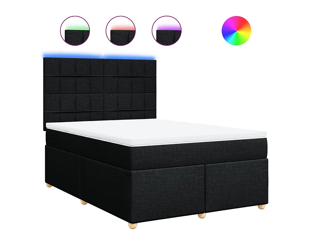 Sommier à lattes de lit avec matelas Noir 140x200 cm Tissu