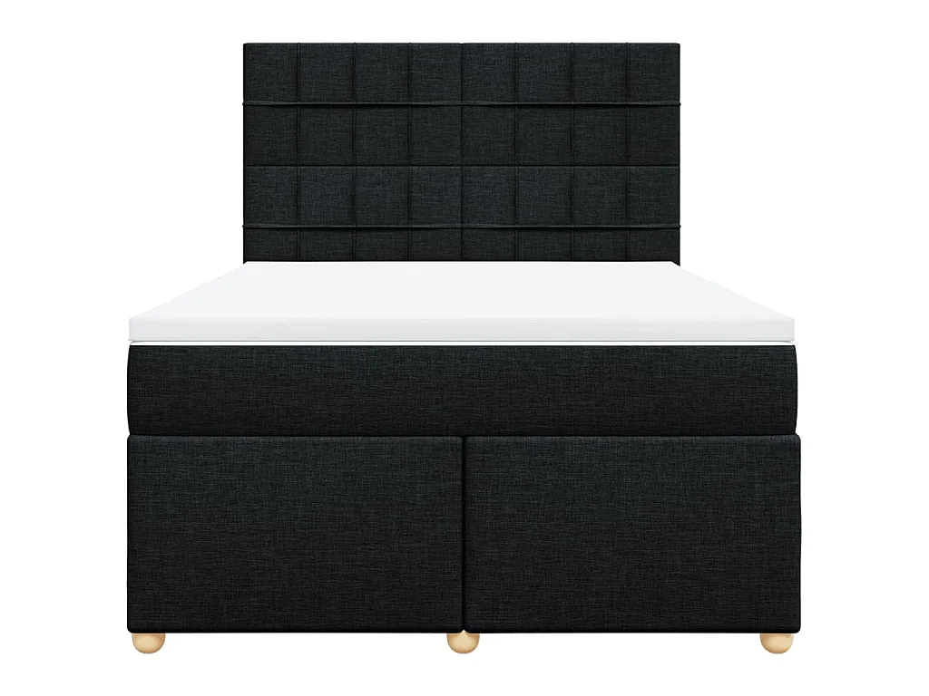 Sommier à lattes de lit avec matelas Noir 140x200 cm Tissu