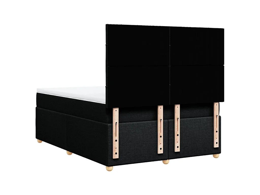 Sommier à lattes de lit avec matelas Noir 140x200 cm Tissu