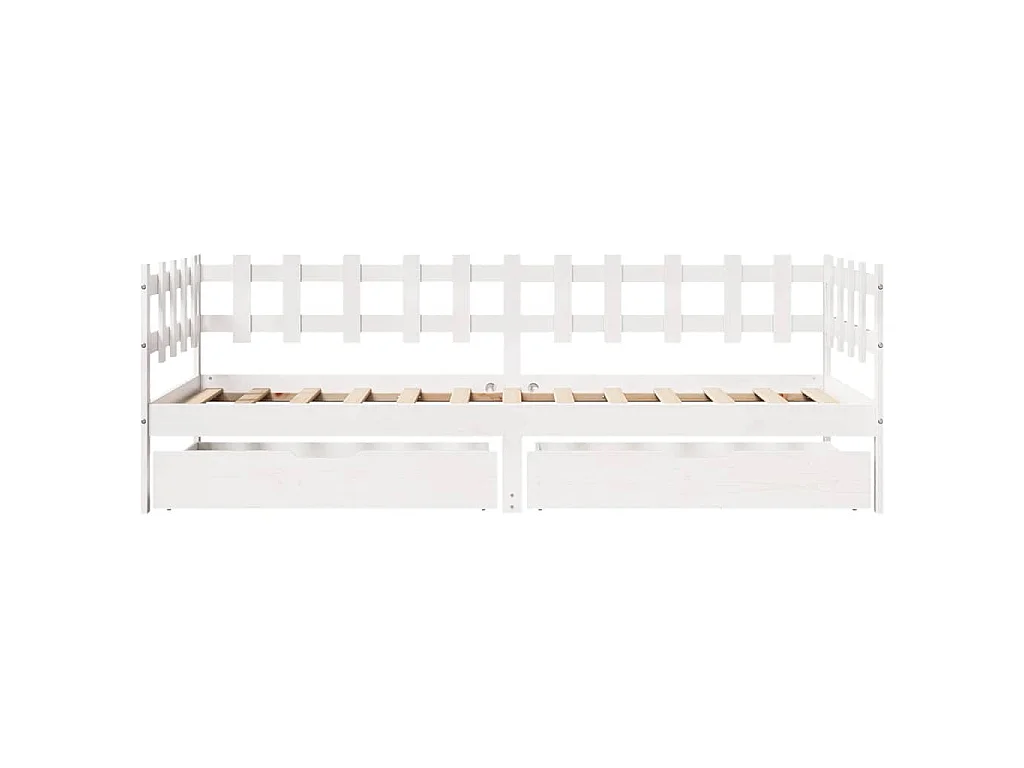 Dormeuse con Cassetti Bianco 90x190 cm Legno Massello di Pino