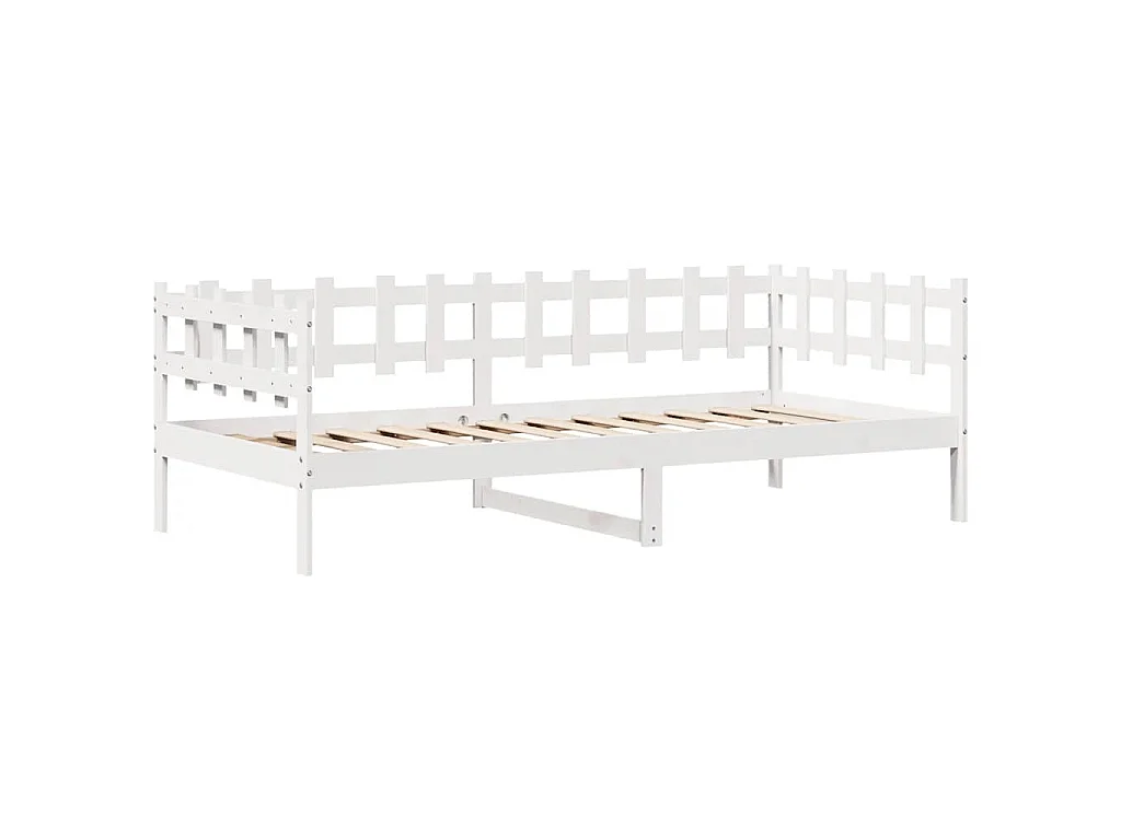 Dormeuse con Cassetti Bianco 90x190 cm Legno Massello di Pino