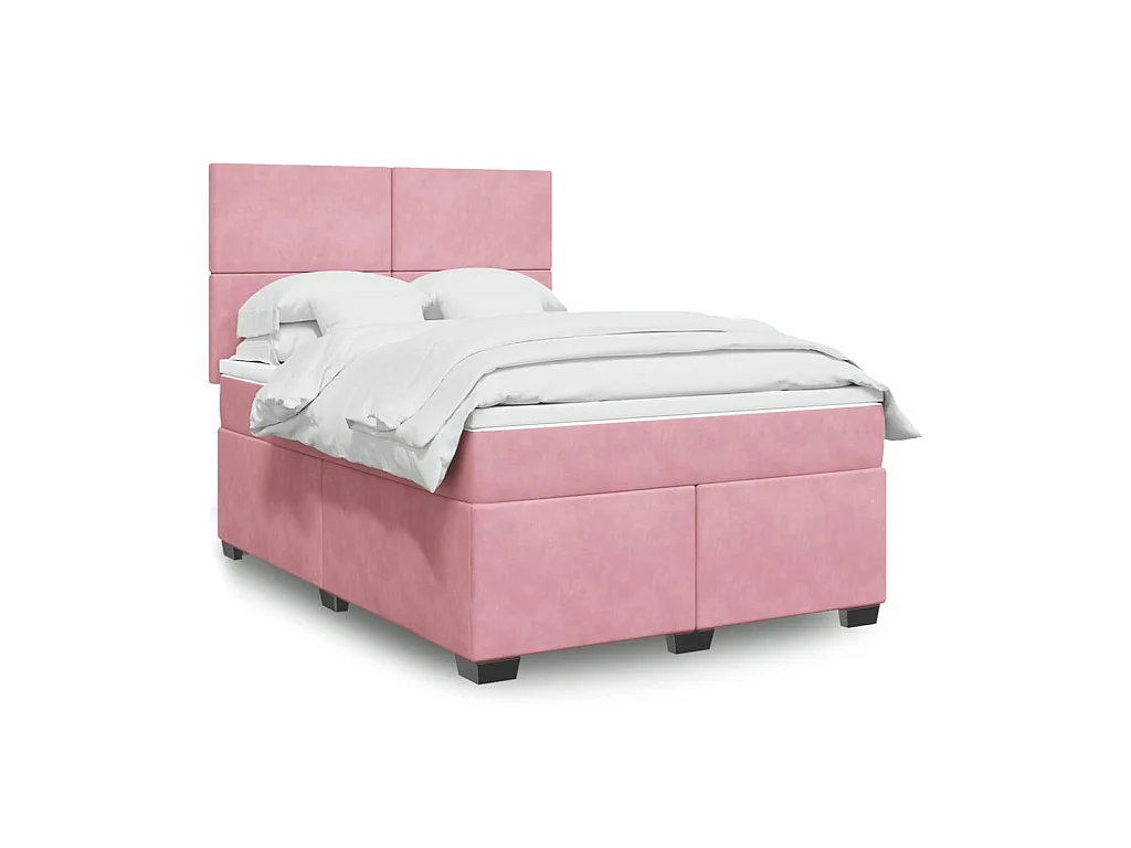 Boxspringbett mit Matratze Rosa 140x200 cm Samt