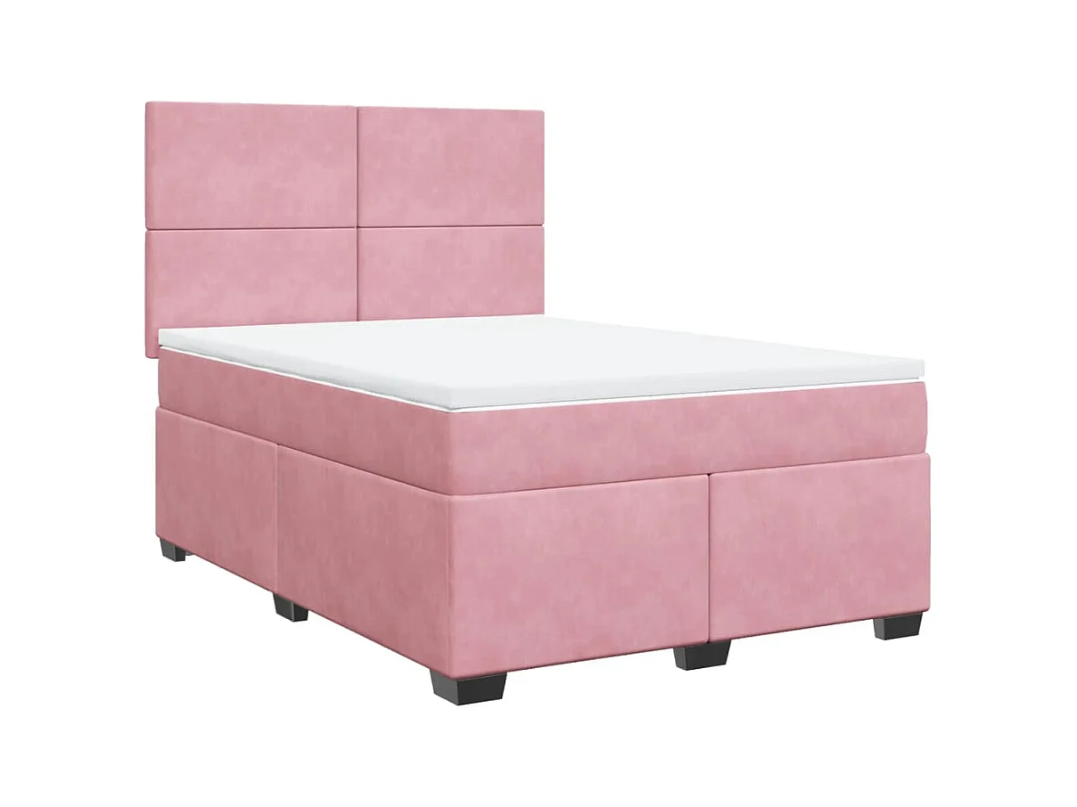 Boxspringbett mit Matratze Rosa 140x200 cm Samt