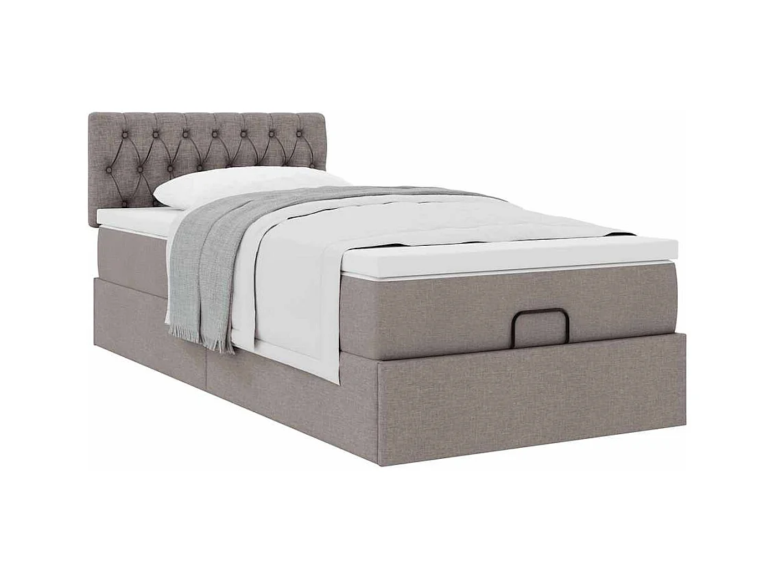 Lit ottoman avec matelas taupe 100x200 cm tissu
