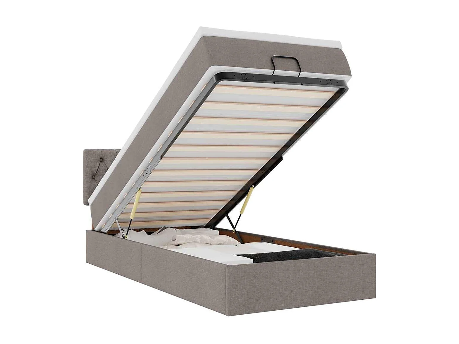 Pouf Letto con Materasso Tortora 100x200 cm in Tessuto