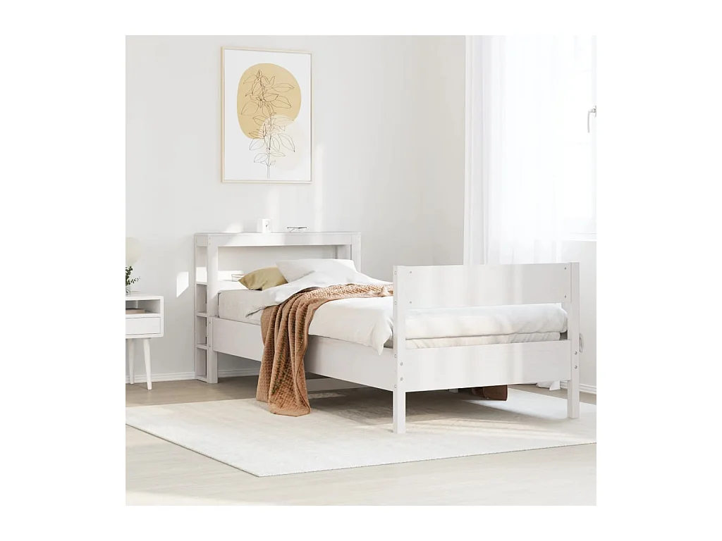Cadre de lit sans matelas blanc 90x200 cm bois de pin massif
