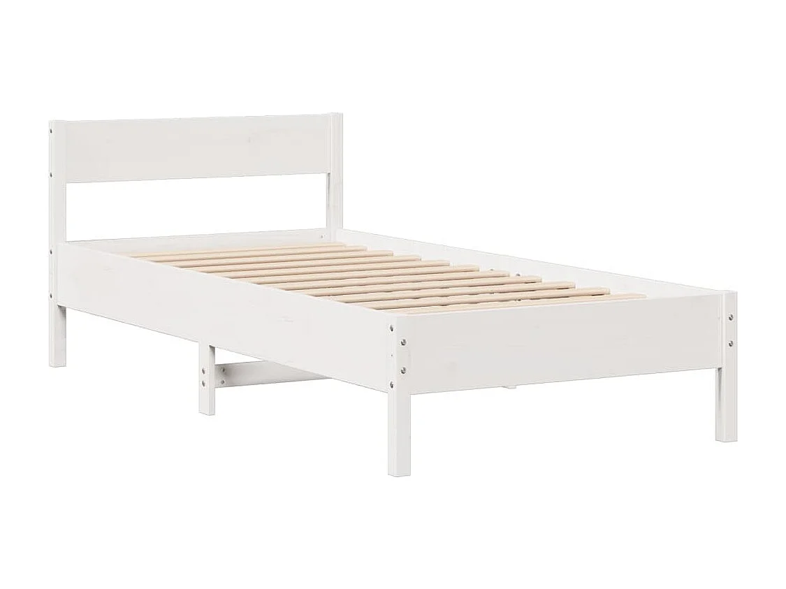 Massivholzbett ohne Matratze Weiß 90x200 cm Kiefernholz