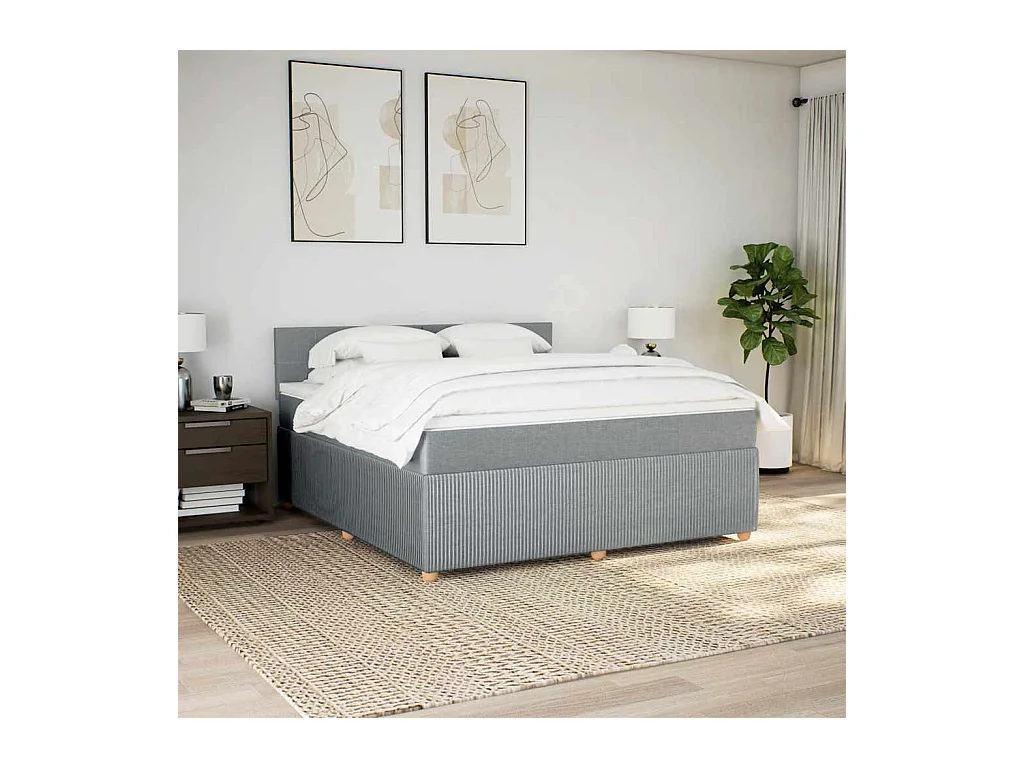 Sommier à lattes de lit avec matelas Gris clair 180x200cm Tissu