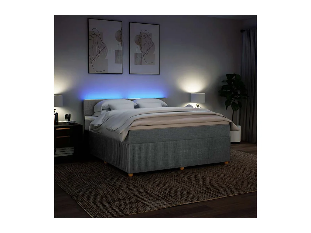 Sommier à lattes de lit avec matelas Gris clair 180x200cm Tissu