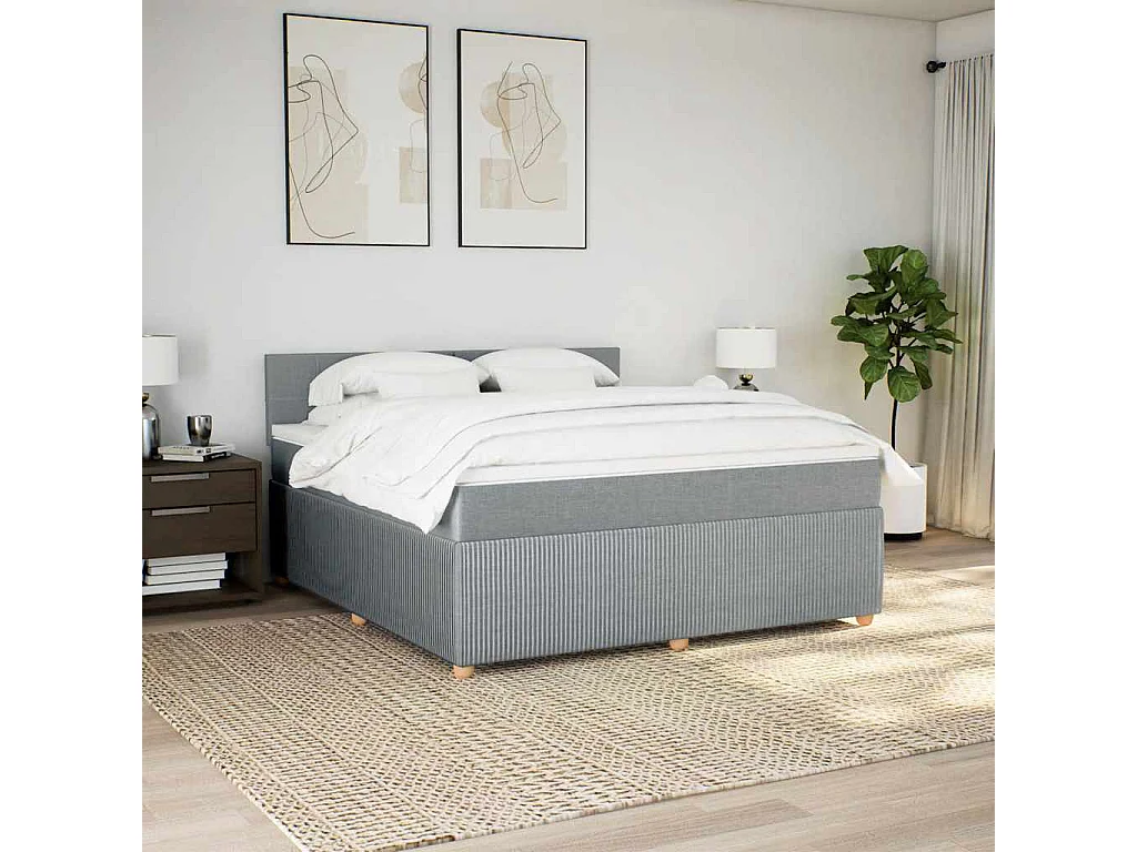 Boxspring met matras stof lichtgrijs 180x200 cm