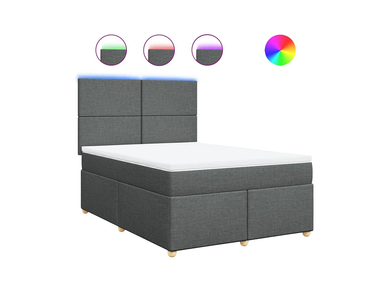 Sommier à lattes de lit avec matelas Gris foncé 140x190cm Tissu