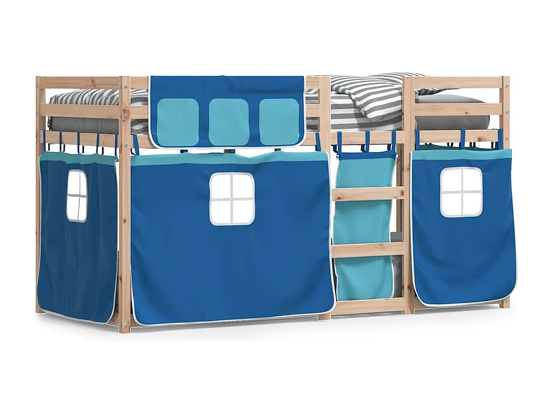 Letto a Castello senza Materasso Blu 90x190cm Massello Pino