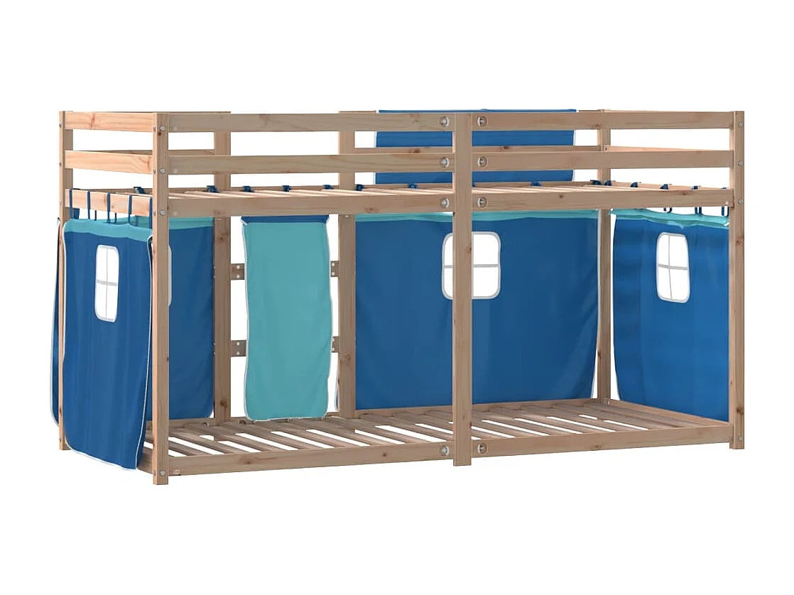 Letto a Castello senza Materasso Blu 90x190cm Massello Pino