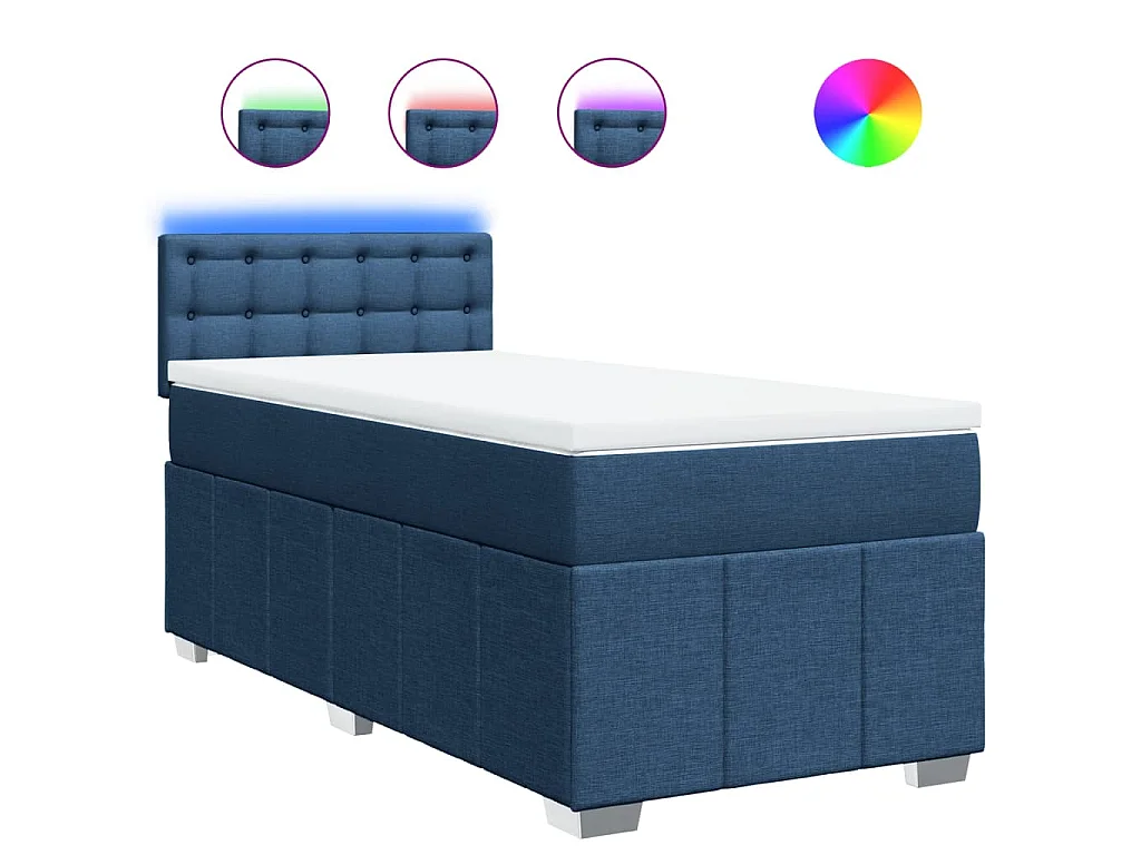 Boxspringbett mit Matratze Blau 100x200 cm Stoff