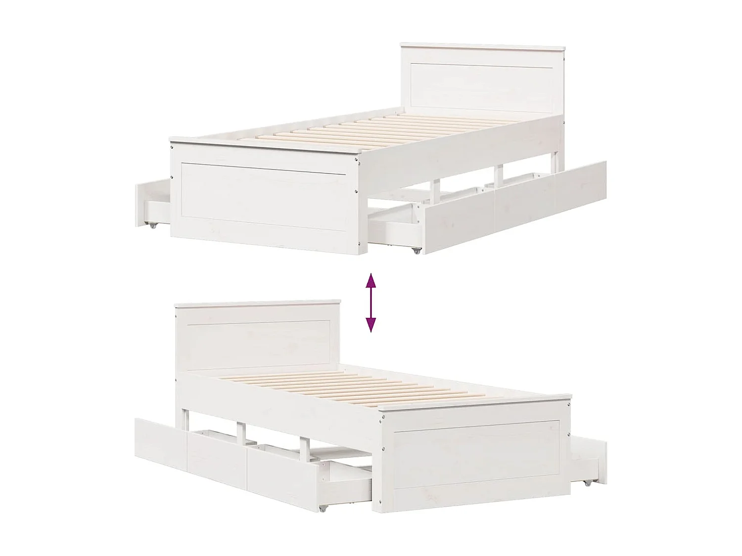 Cadre de lit sans matelas avec tête de lit 90x190 cm pin massif