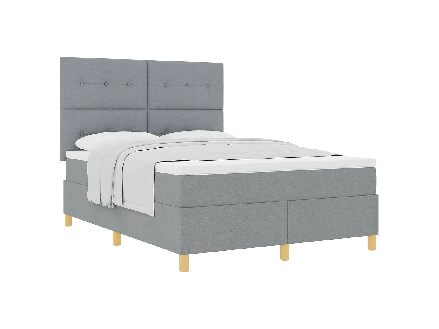 Letto a molle con testiera Grigio chiaro 140 x 190 cm Tessuto
