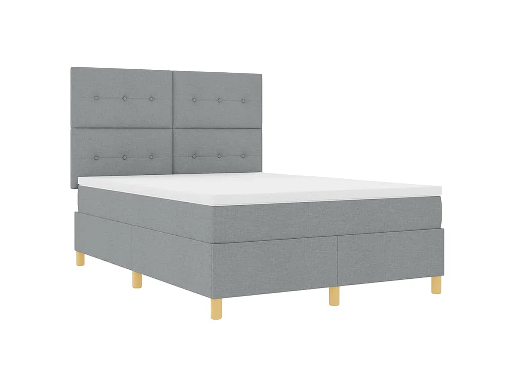 Letto a molle con testiera Grigio chiaro 140 x 190 cm Tessuto