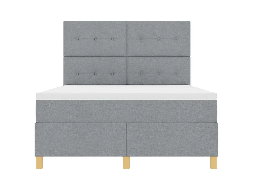Letto a molle con testiera Grigio chiaro 140 x 190 cm Tessuto