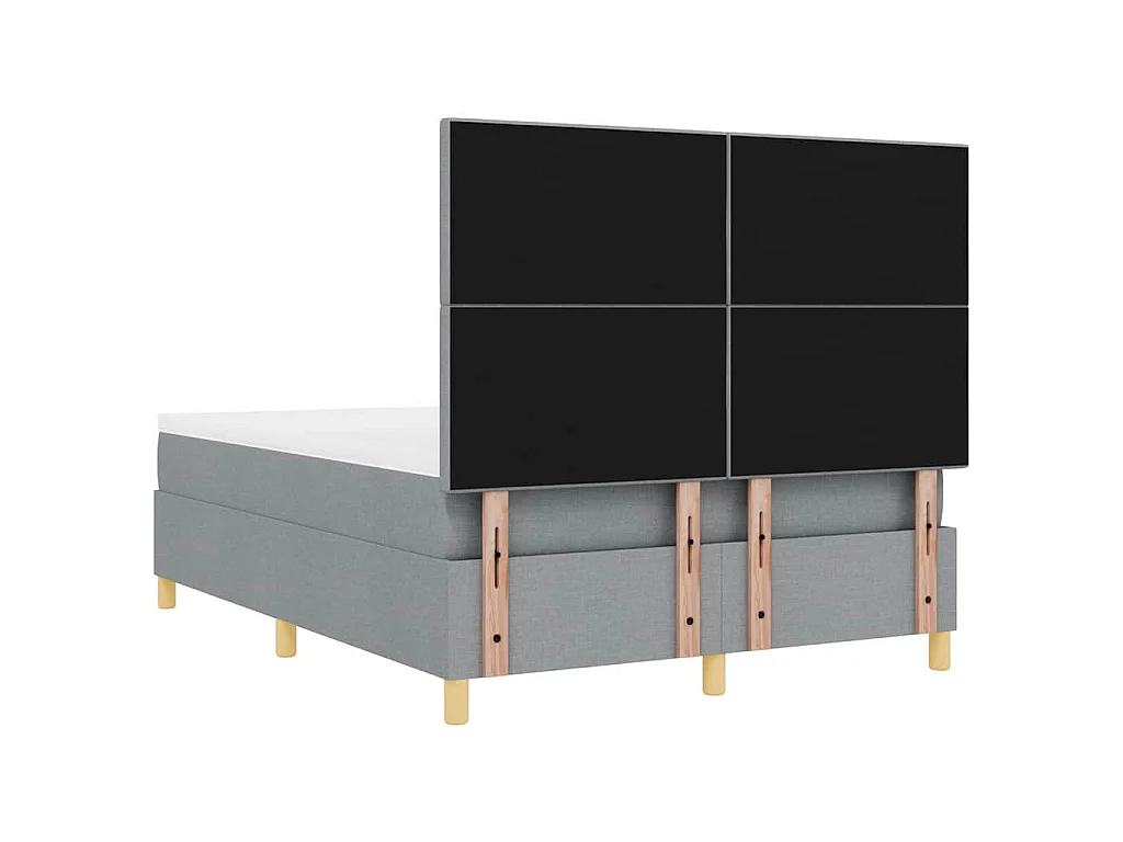Letto a molle con testiera Grigio chiaro 140 x 190 cm Tessuto