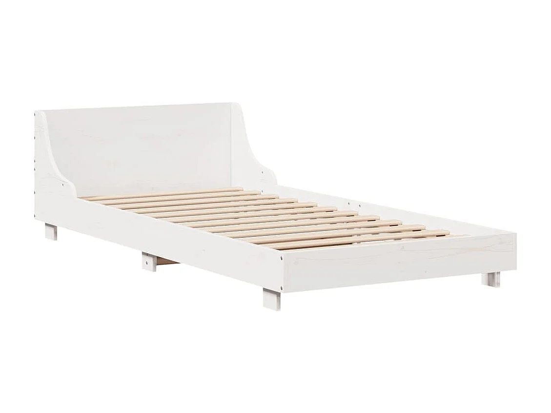 Massivholzbett ohne Matratze Weiß 90x200 cm Kiefernholz