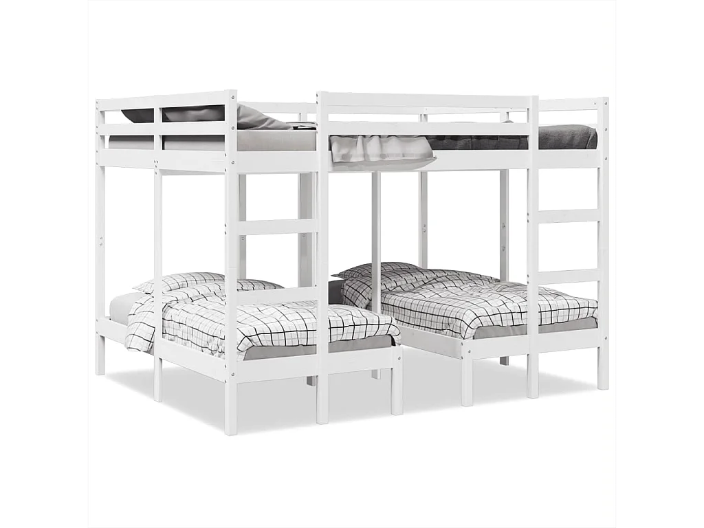 Lit superposé triple blanc 160x200/80x160 cm bois de pin massif