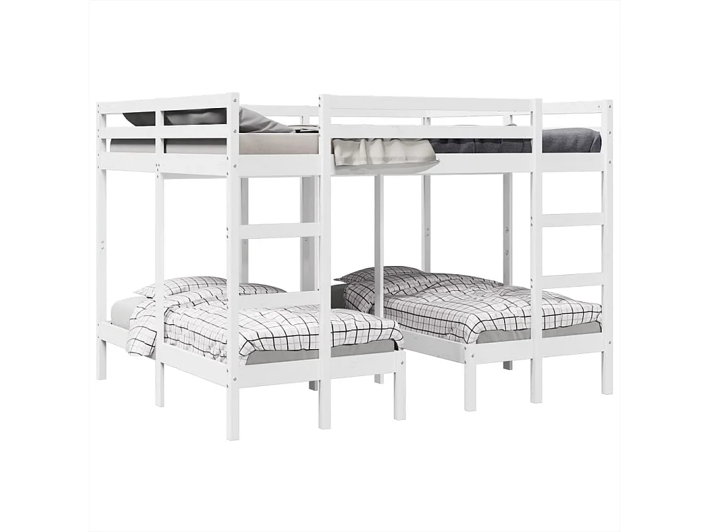 Lit superposé triple blanc 160x200/80x160 cm bois de pin massif