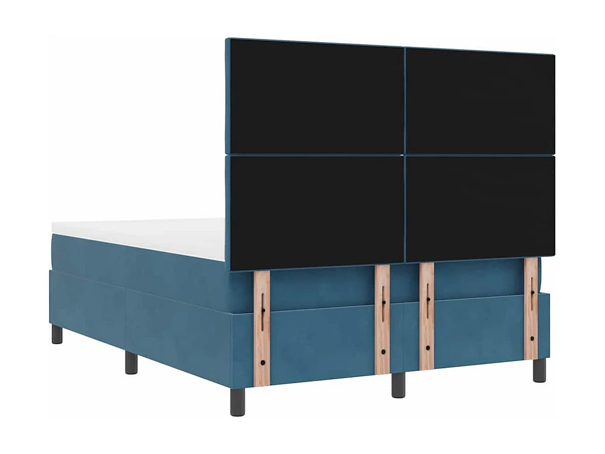 Lit à ressorts avec matelas Bleu foncé 160 x 200 cm Velours