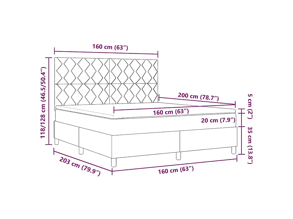 Boxspringbed met hoofdeinde Donkerblauw 160 x 200 cm Fluweel