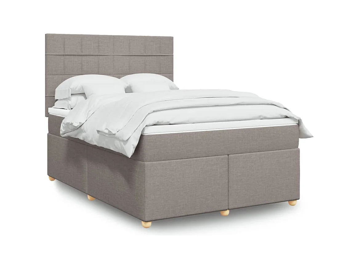 Sommier à lattes de lit avec matelas Taupe 140x200 cm Tissu