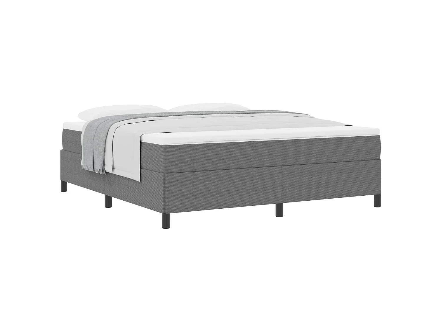 Cama Box Cinzento-claro 180 x 200 cm Tecido de Veludo Cotele