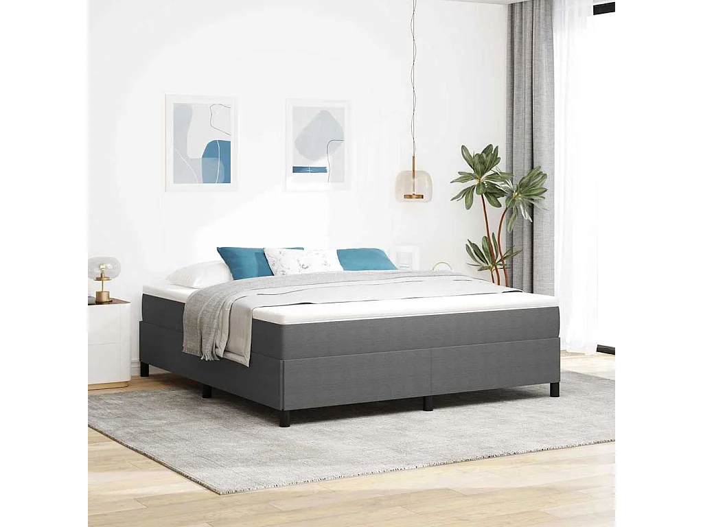 Cama Box Cinzento-claro 180 x 200 cm Tecido de Veludo Cotele