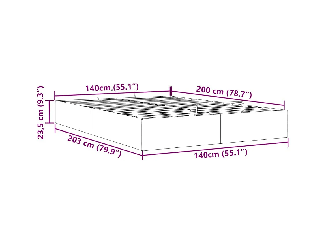 Struttura Letto Pouf senza Materasso 140x200 cm in Tessuto