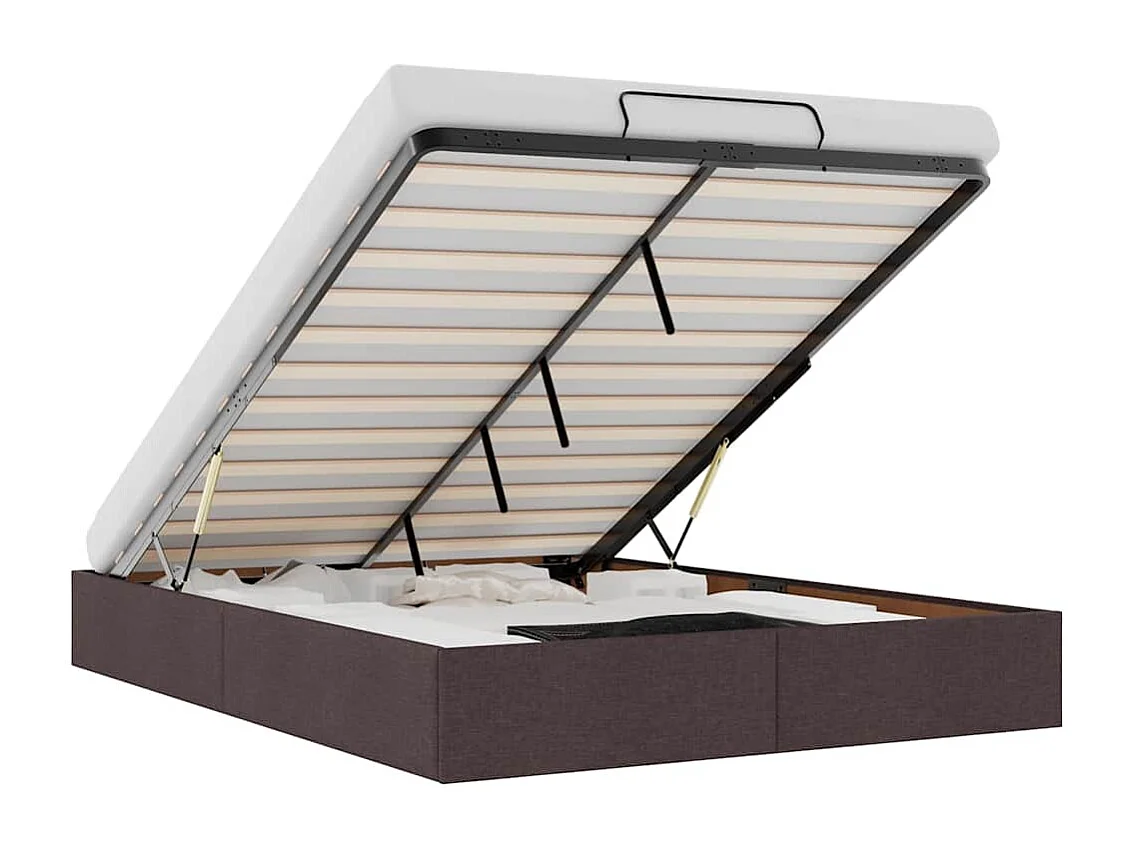 Cadre de lit ottoman sans matelas marron foncé 140x200 cm tissu