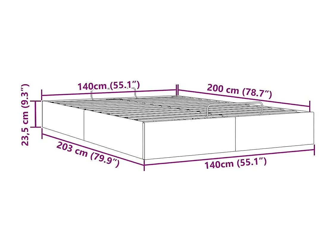 Cadre de lit ottoman sans matelas marron foncé 140x200 cm tissu
