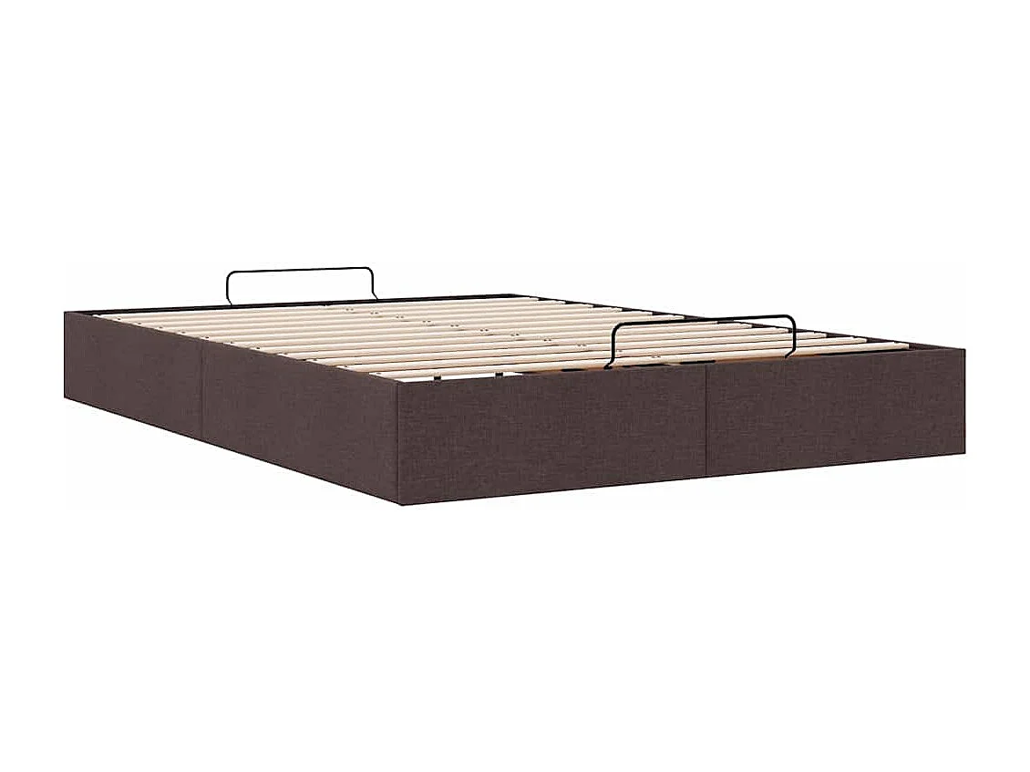 Cadre de lit ottoman sans matelas marron foncé 140x200 cm tissu