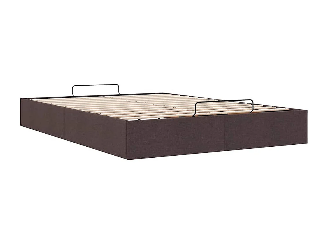 Cadre de lit ottoman sans matelas marron foncé 140x200 cm tissu