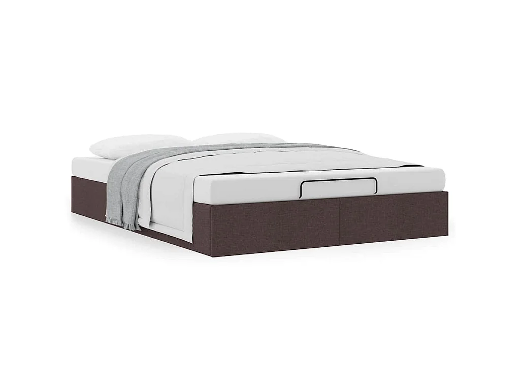 Cadre de lit ottoman sans matelas marron foncé 140x200 cm tissu