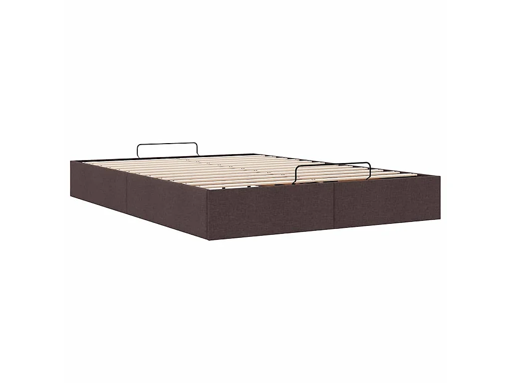Cadre de lit ottoman sans matelas marron foncé 140x200 cm tissu